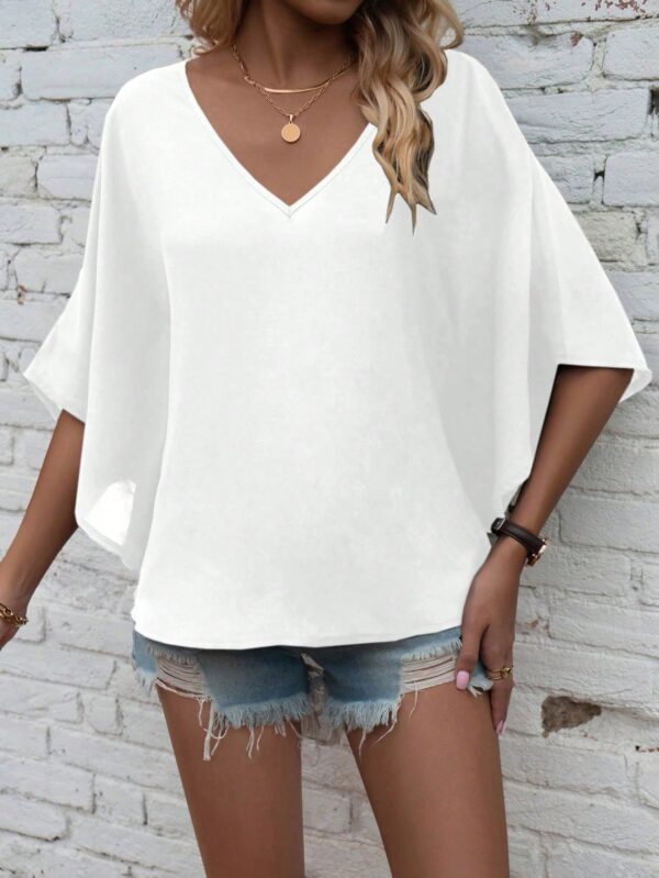 Blusa de Verano con Escote en V y Mangas Murciélago - Image 10