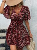 Vestido Casual Cuello en V con Mangas Mariposa
