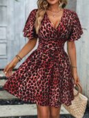 Vestido Casual Cuello en V con Mangas Mariposa