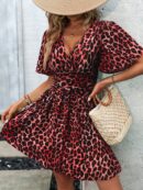 Vestido Casual Cuello en V con Mangas Mariposa