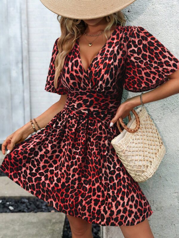 Vestido Casual Cuello en V con Mangas Mariposa - Image 105