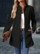 Chaqueta Midi Casual de Cuello Alto para Mujer