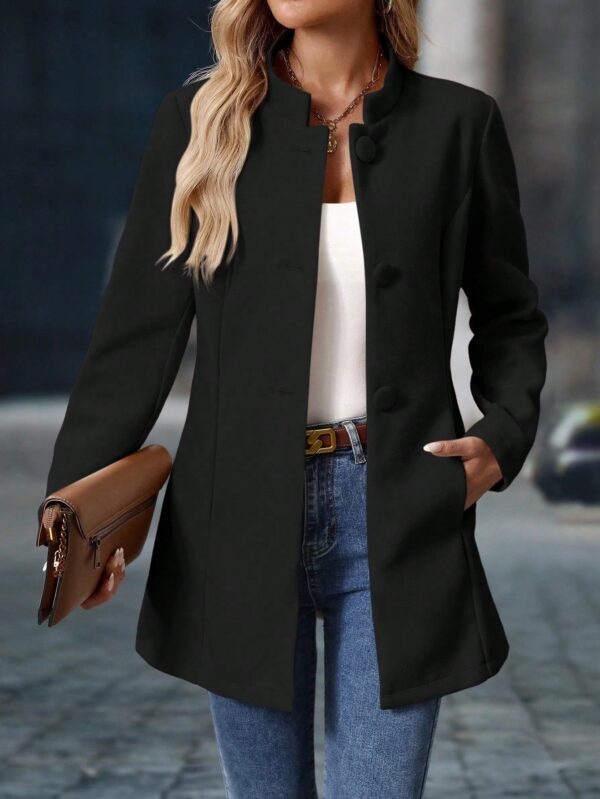 Chaqueta Midi Casual de Cuello Alto para Mujer - Image 13
