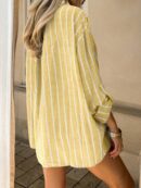 Camisa Casual a Rayas con Mangas Enrollables para Mujer