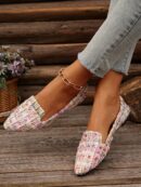 Zapatos Planos Estampados con Punta Afilada y Diseño Deslizable