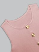 Chaleco Elegante de Botones Metálicos con Cuello Redondo