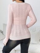 Sweater de Punto con Detalles a Rayas y Cuello en V