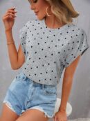 Camiseta Cuello Redondo y Manga Murciélago