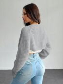 Cardigan Corto de Punto en Estilo Ballet con Mangas Raglan