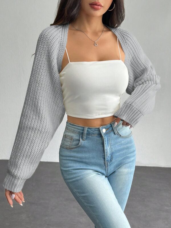 Cardigan Corto de Punto en Estilo Ballet con Mangas Raglan - Image 37