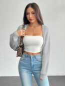 Cardigan Corto de Punto en Estilo Ballet con Mangas Raglan