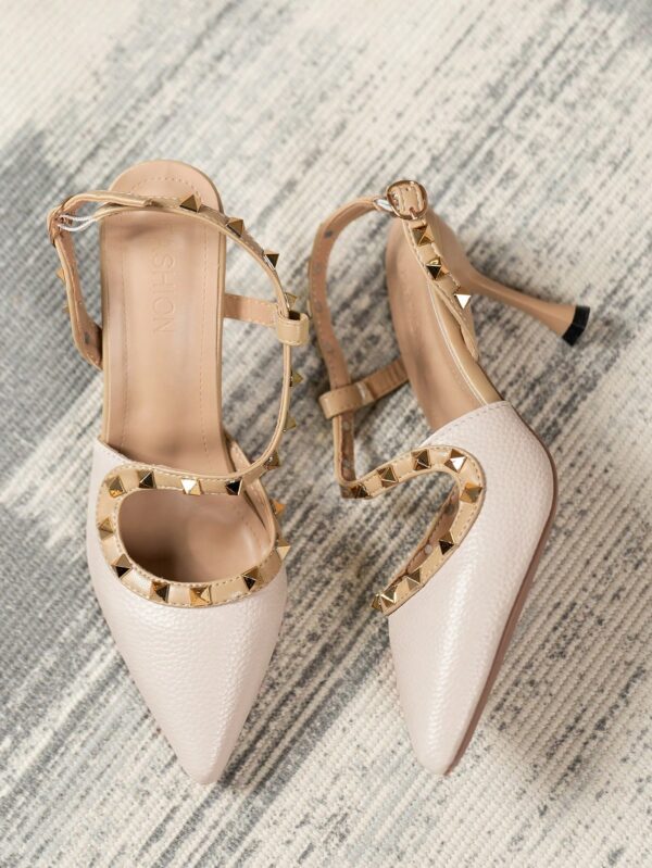 Sandalias Slingback de Taco Alto con Tachuelas y Correas Cruzadas - Image 21