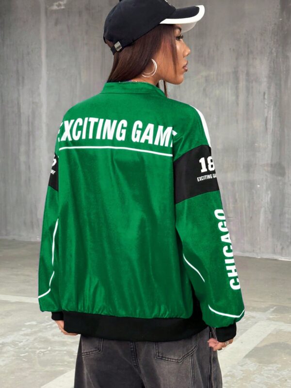 Campera Bomber Letras Contraste con Hombros Caídos - Image 36