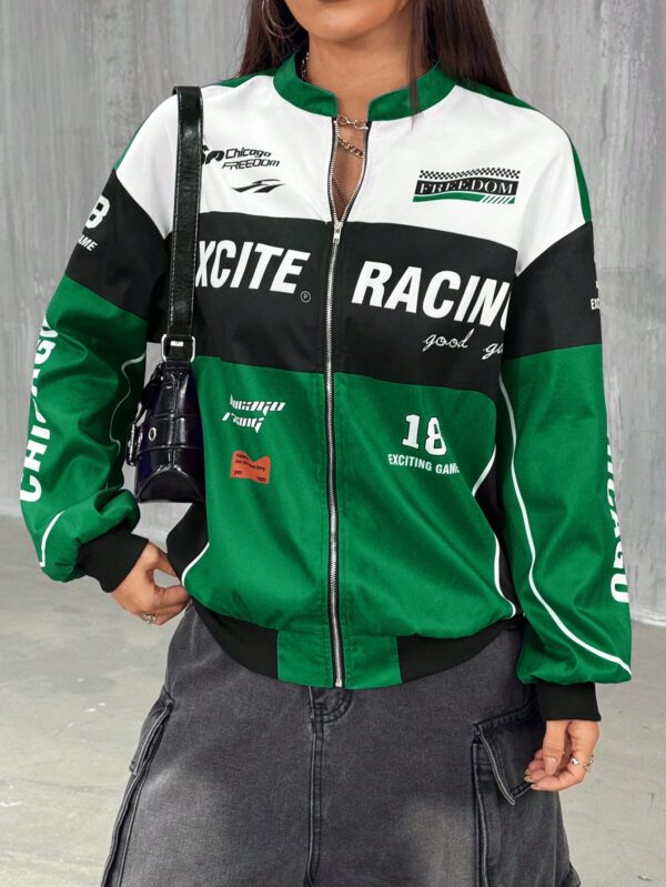 Campera Bomber Letras Contraste con Hombros Caídos - Image 39