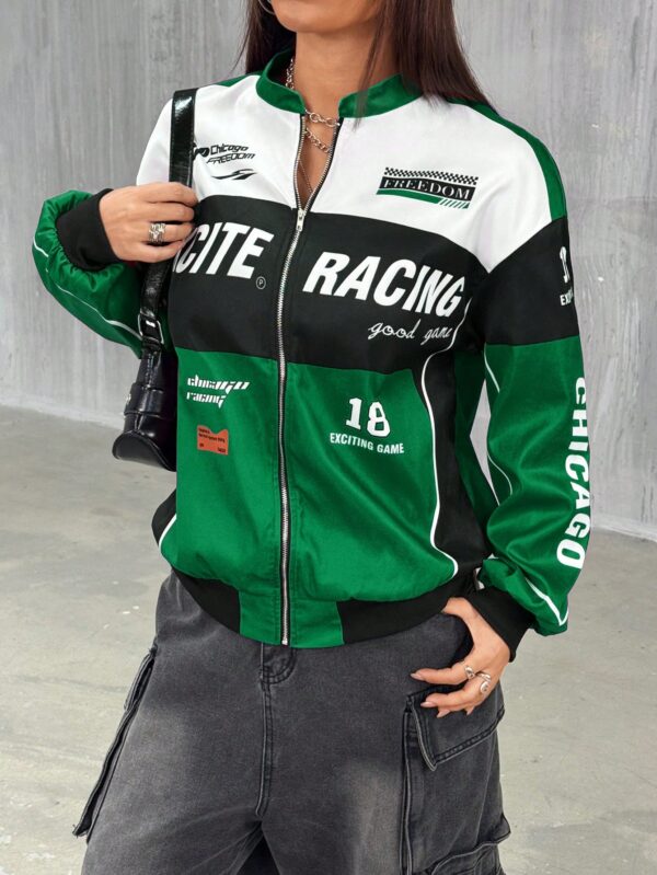 Campera Bomber Letras Contraste con Hombros Caídos - Image 40