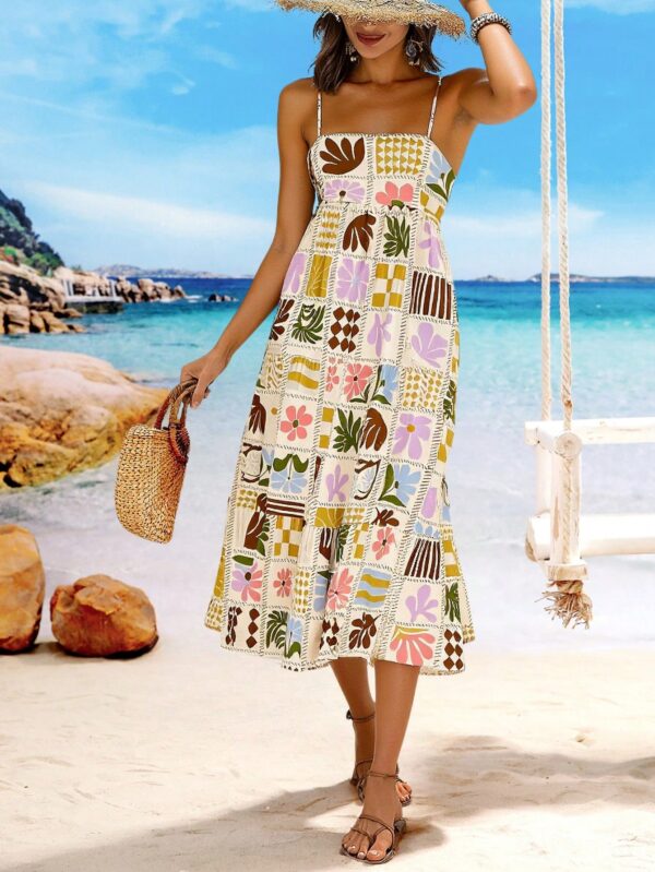 Vestido Largo Estampado Vintage con Tirantes Finos - Image 11