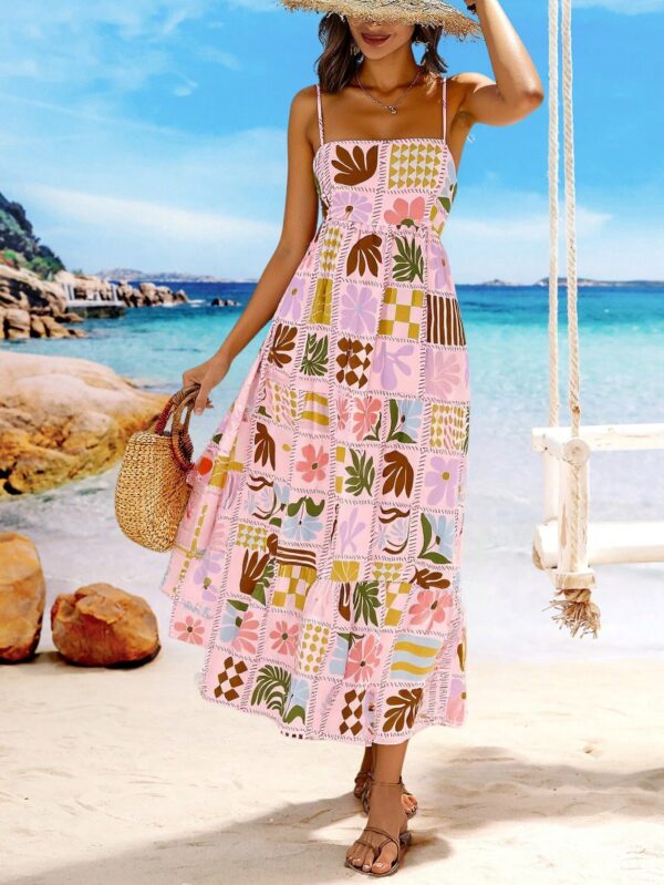 Vestido Largo Estampado Vintage con Tirantes Finos - Image 6