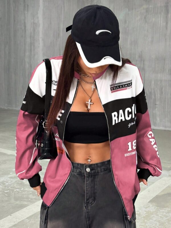 Campera Bomber Letras Contraste con Hombros Caídos - Image 29