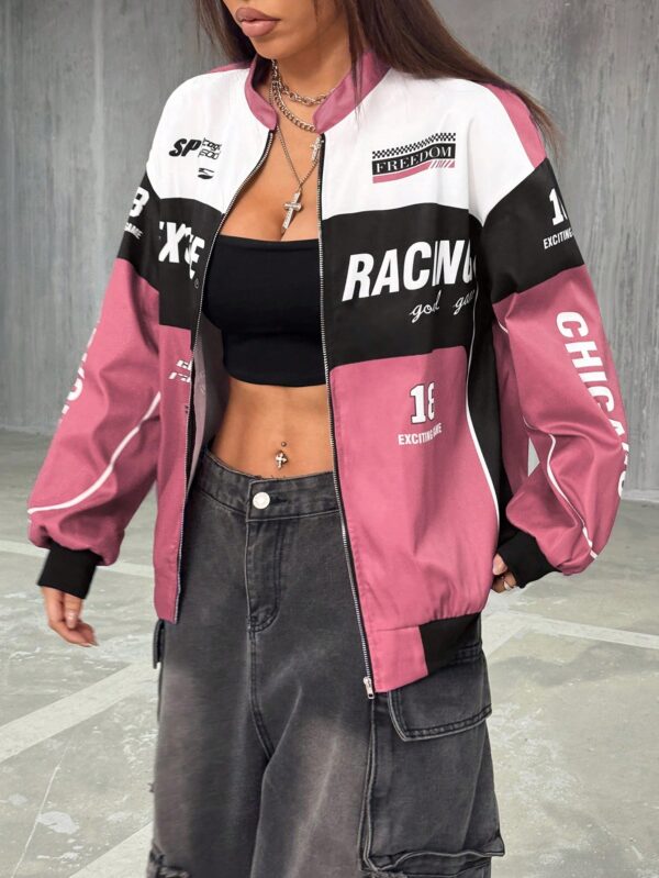 Campera Bomber Letras Contraste con Hombros Caídos - Image 31