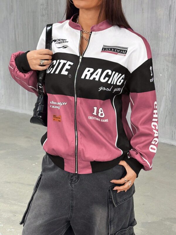 Campera Bomber Letras Contraste con Hombros Caídos - Image 33