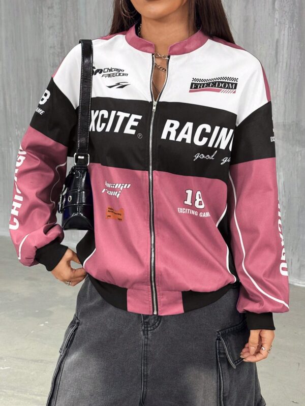Campera Bomber Letras Contraste con Hombros Caídos - Image 34