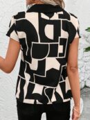 Blusa de Verano con Estampado Geométrico y Manga Murciélago