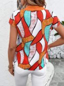 Blusa de Verano con Estampado Geométrico y Manga Murciélago