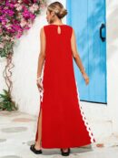 Vestido Largo de Encaje Soluble y Espalda Descubierta