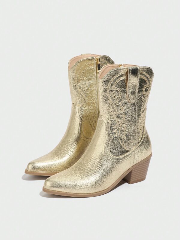 Botas Cortas Bordadas de Estilo Western con Punta Afilada - Image 33