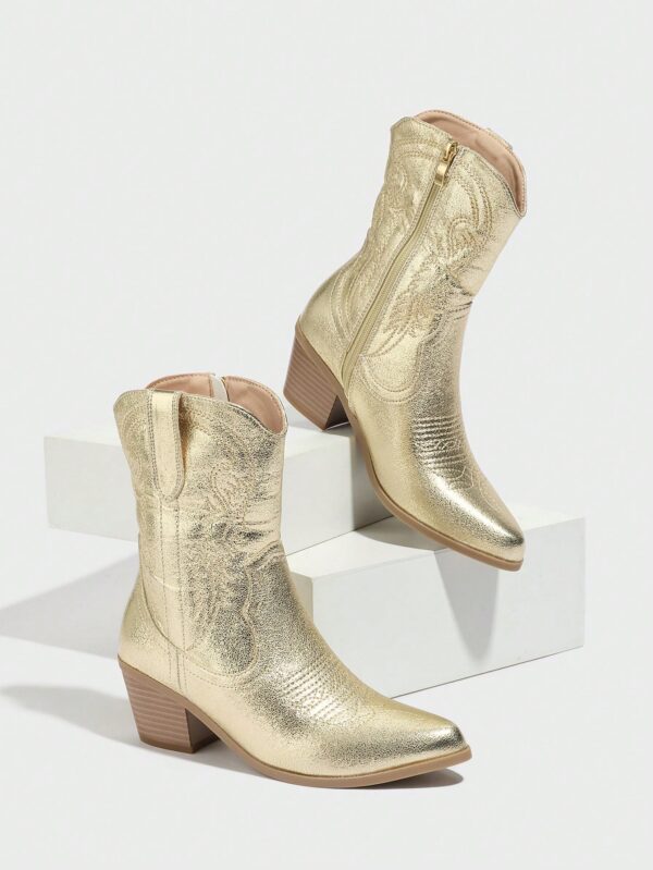 Botas Cortas Bordadas de Estilo Western con Punta Afilada - Image 34