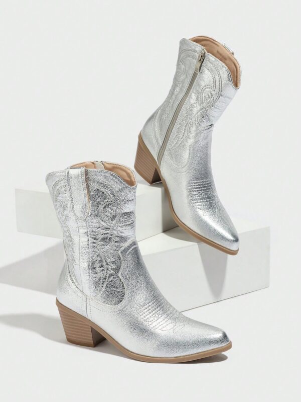 Botas Cortas Bordadas de Estilo Western con Punta Afilada - Image 42
