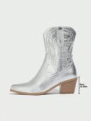 Botas Cortas Bordadas de Estilo Western con Punta Afilada