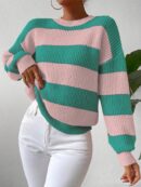 Sweater a Rayas Colorido con Hombros Caídos