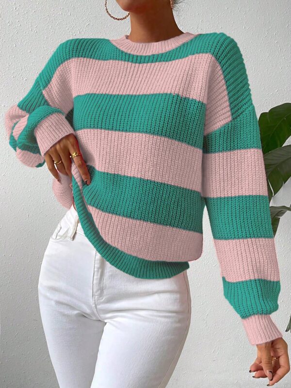 Sweater a Rayas Colorido con Hombros Caídos - Image 60