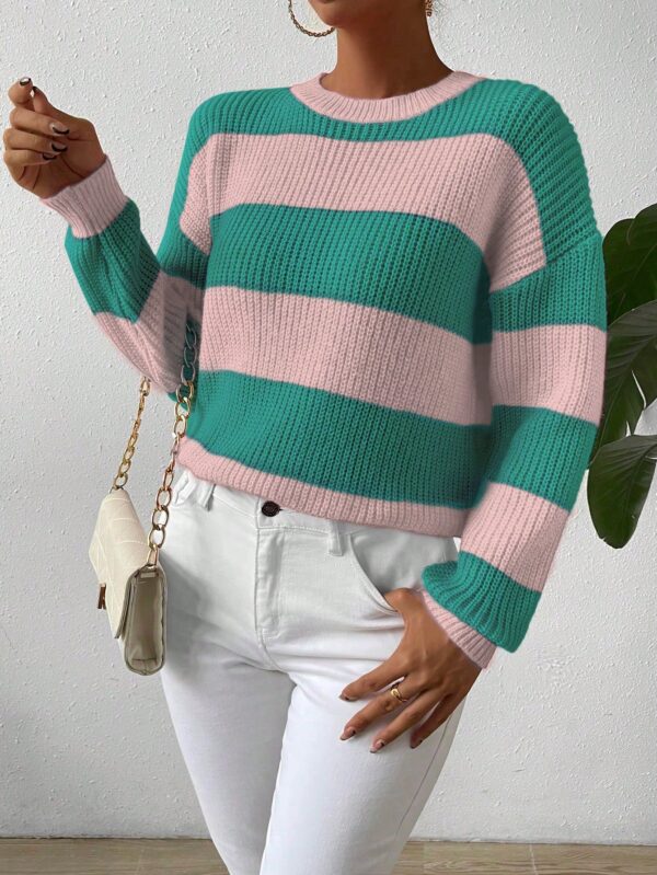 Sweater a Rayas Colorido con Hombros Caídos - Image 62