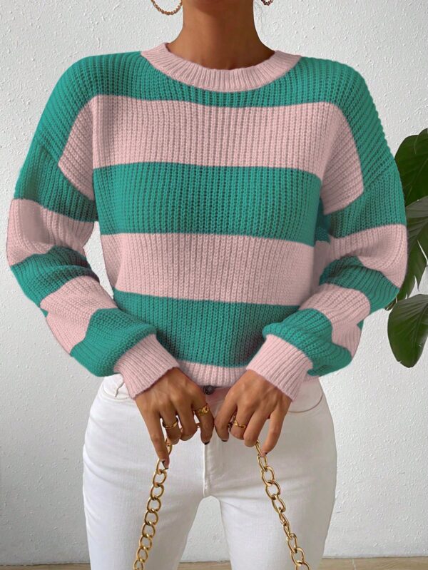 Sweater a Rayas Colorido con Hombros Caídos - Image 64