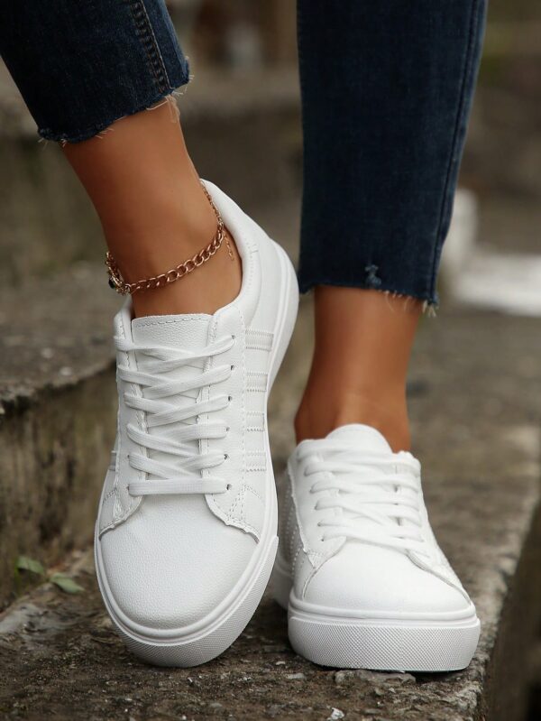 Zapatillas Blancas de Mujer para Skateboard, Versátiles y Transpirables, Estilo Coreano - Image 16