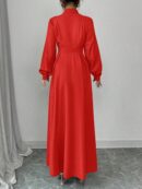 Vestido Elegante de Manga Farol en Colores Sólidos