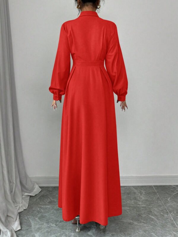 Vestido Elegante de Manga Farol en Colores Sólidos - Image 33