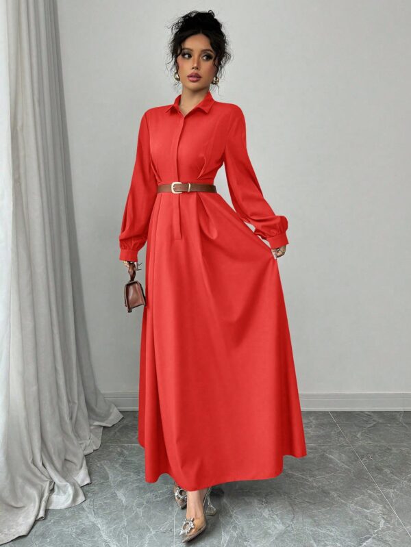 Vestido Elegante de Manga Farol en Colores Sólidos - Image 36