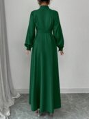 Vestido Elegante de Manga Farol en Colores Sólidos