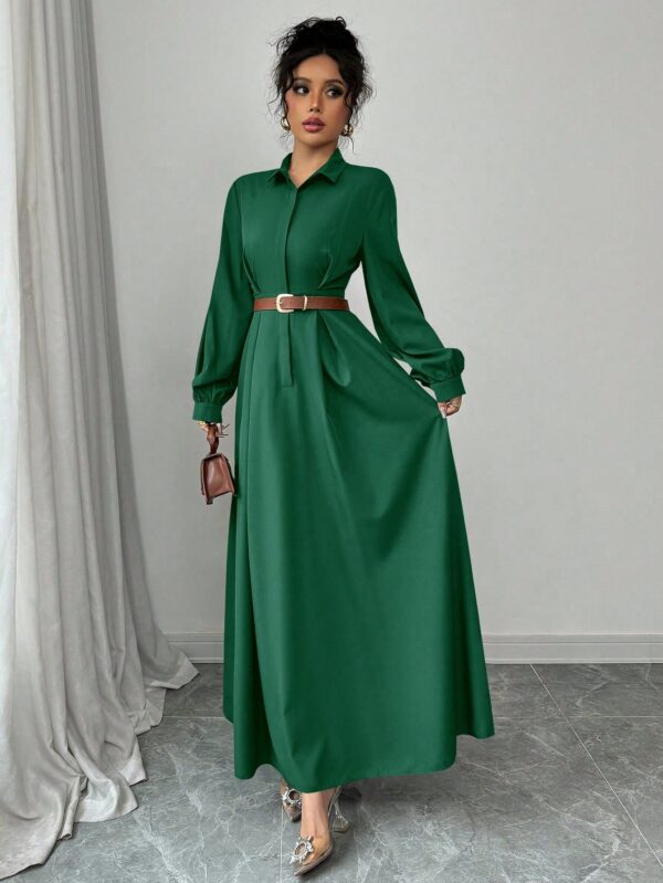 Vestido Elegante de Manga Farol en Colores Sólidos - Image 28