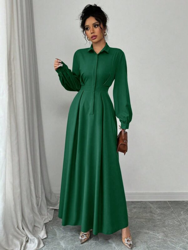 Vestido Elegante de Manga Farol en Colores Sólidos - Image 29
