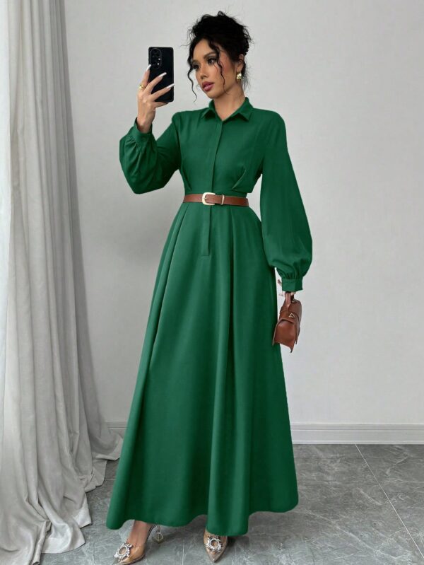 Vestido Elegante de Manga Farol en Colores Sólidos - Image 31