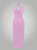 Vestido Largo Halter Sin Mangas con Espalda Descubierta y Abertura Lateral