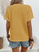 Camiseta de Verano Casual con Cuello en V y Botones Decorativos