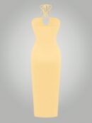 Vestido Largo Halter Sin Mangas con Espalda Descubierta y Abertura Lateral