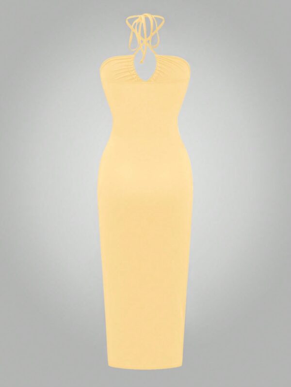 Vestido Largo Halter Sin Mangas con Espalda Descubierta y Abertura Lateral - Image 47