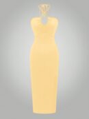 Vestido Largo Halter Sin Mangas con Espalda Descubierta y Abertura Lateral