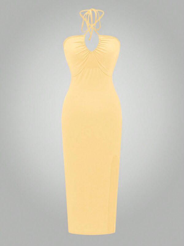 Vestido Largo Halter Sin Mangas con Espalda Descubierta y Abertura Lateral - Image 48